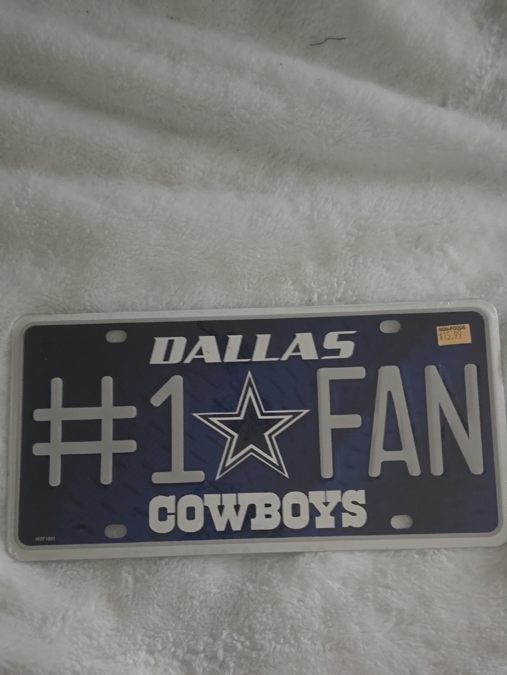 Dallas Cowboys #1 Fan License Plate - Navy & White